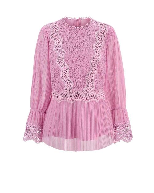 Designer-Spitzenbluse, altrosa