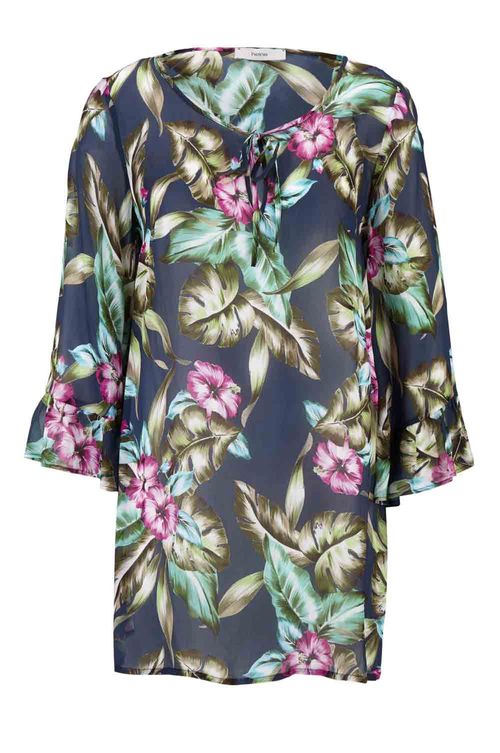 Heine Damen Bluse blau-bunt