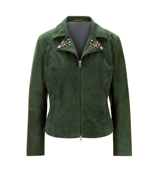Damen Jacke Lederjacke grün...