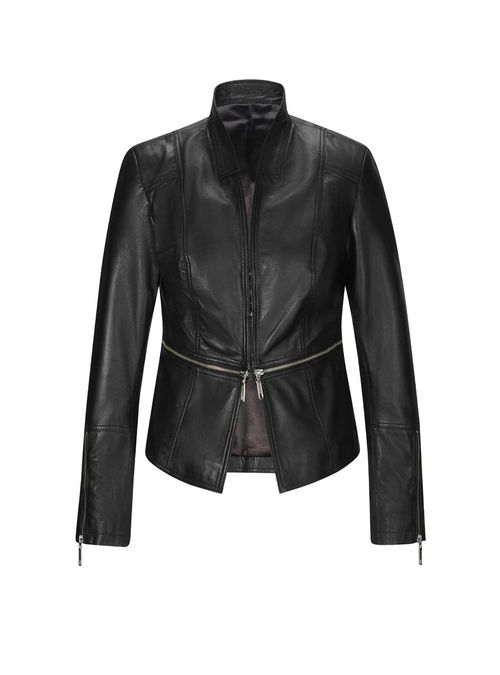 Damen Nappalederjacke, schwarz