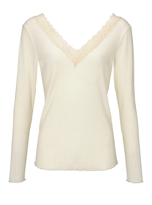 Shirt mit Spitze, ecru von...