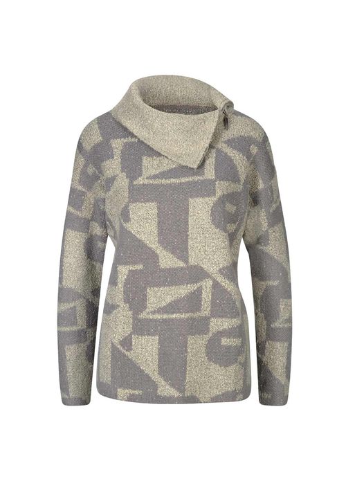 Jacquard-Pullover, sand-grau