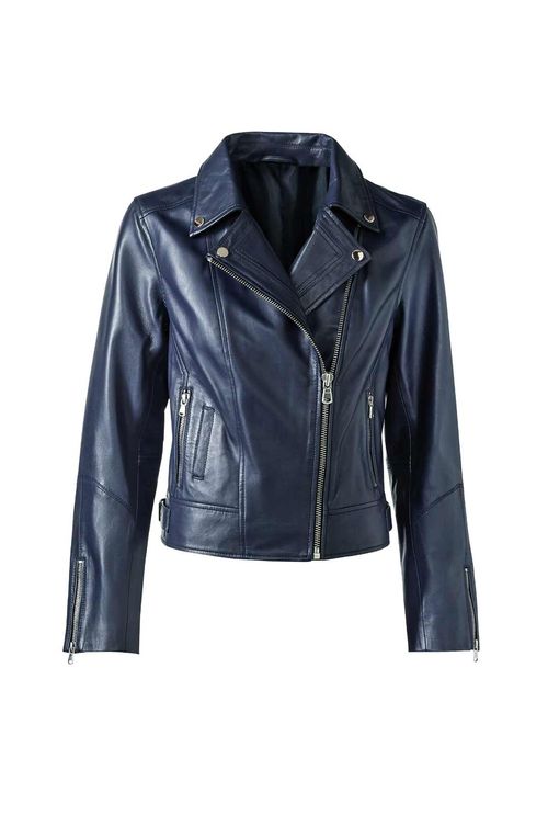 Lammnappa-Lederjacke, marine