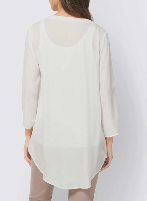 Damen Bluse Longbluse, weiß...