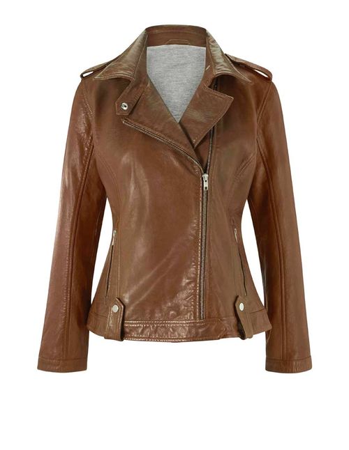 Bikerjacke Leder Lederblazer...
