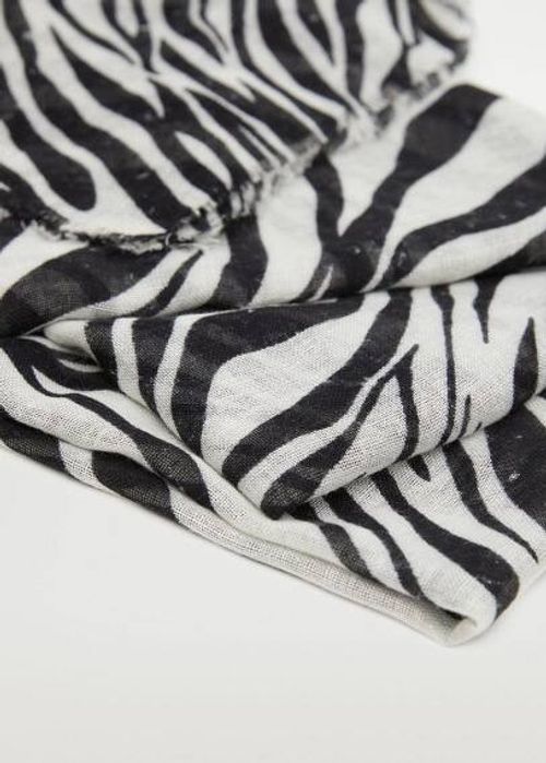 PRINTED LINEN BLEND SCARF - Leopard