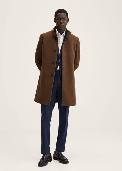 mango wool funnel neck coat