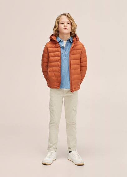 orange quilted coat