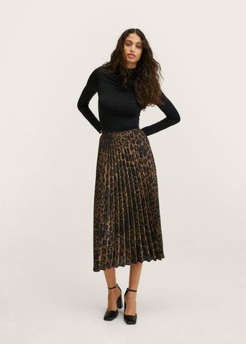 Animal print skirt brown -...