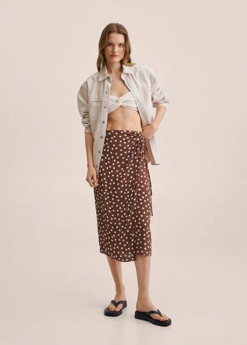 Wrap print skirt brown -...