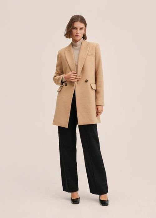 Lapels wool coat beige -...