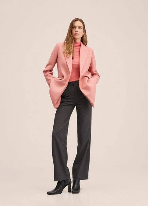 Lapels wool coat pink - Woman...