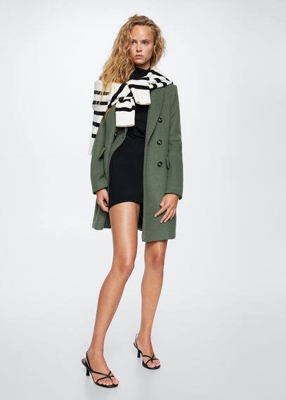 Mango khaki coat best sale