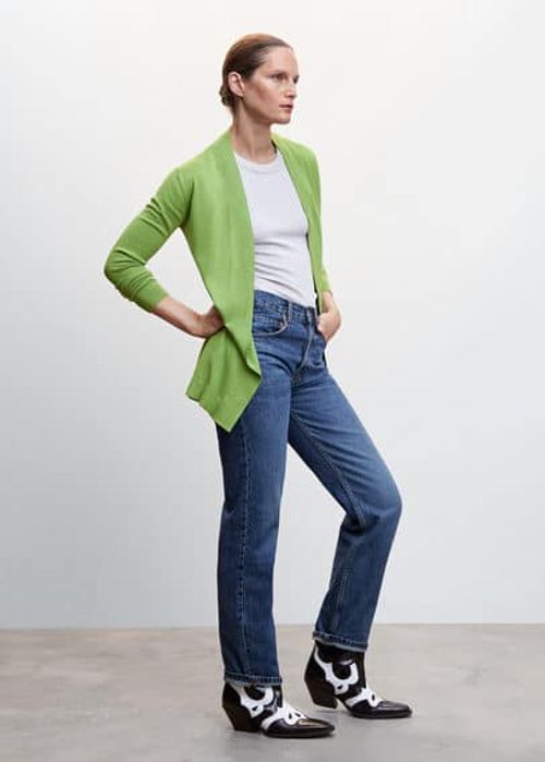 Fine-knit cardigan green -...