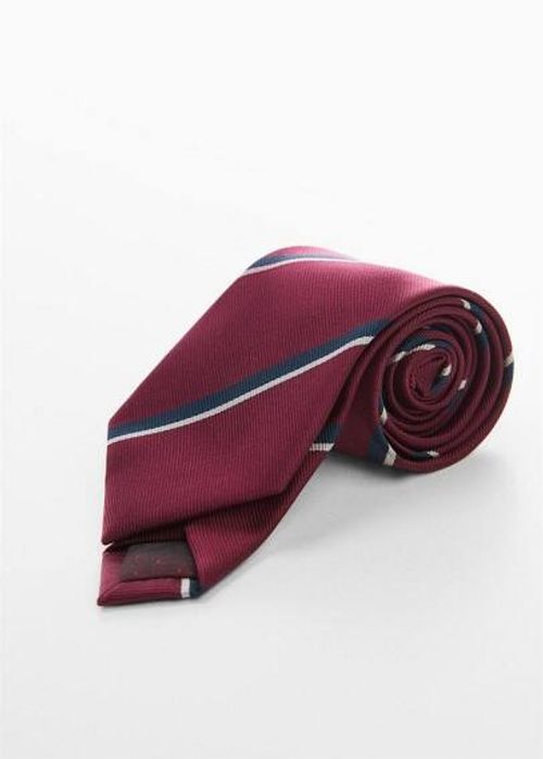 Stripes printed tie maroon -...