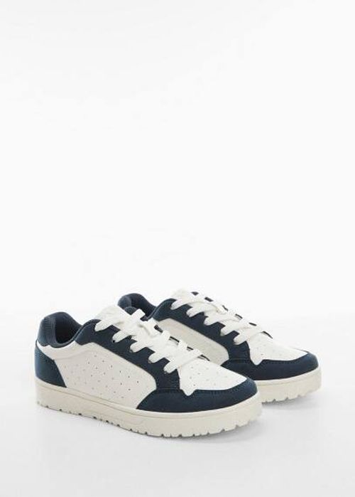 Lace-up mixed sneakers navy -...