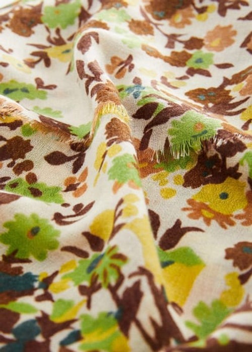 Floral print scarf green -...