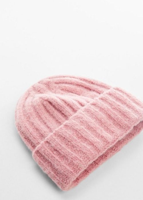 Ribbed beanie pastel pink -...