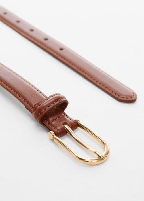 Buckle skinny belt brown -...