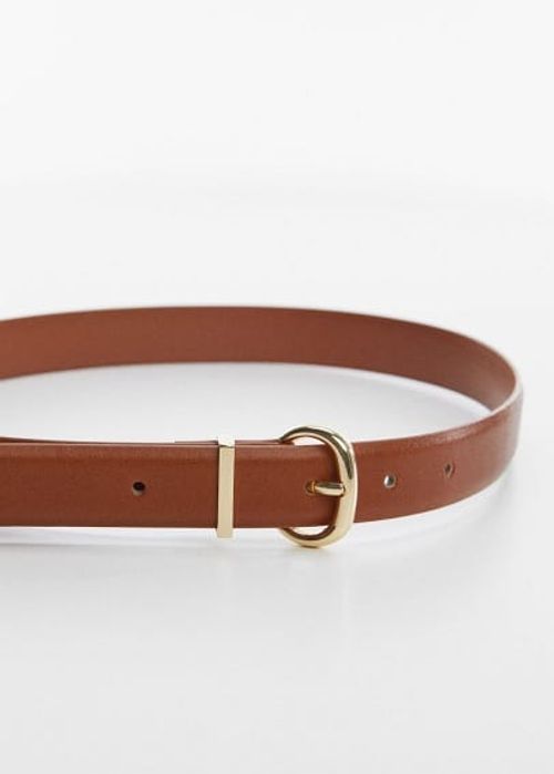 Metal buckle belt brown -...