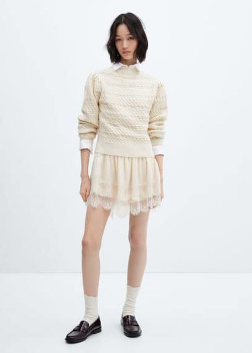 Knitted braided sweater - Woman