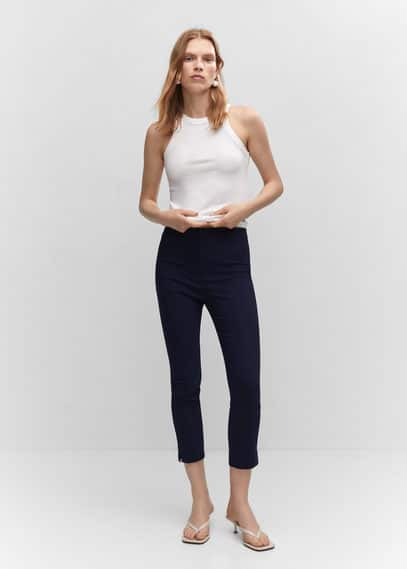 Mango cropped trousers in wine  ASOS