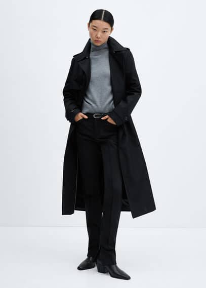 H and m black trench coat cheap
