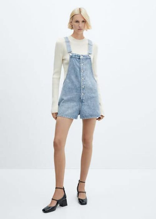 Denim button-down dungarees light blue - Woman - S - MANGO