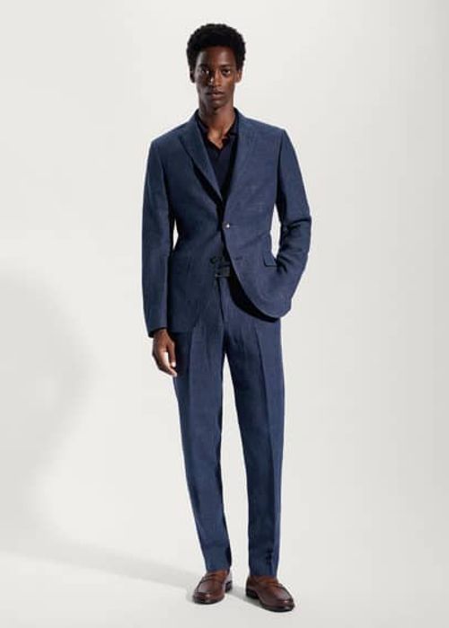 Linen Suit Trousers - Navy