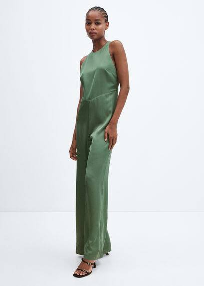 Zara green hotsell satin jumpsuit