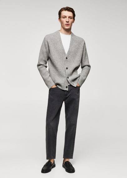 Structured wool blend cardigan grey Man L MANGO MAN 32.99