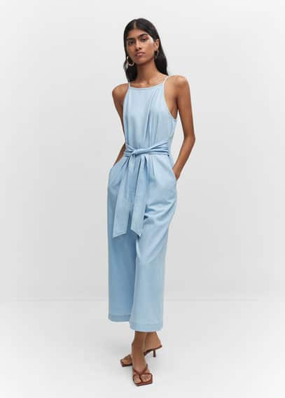 Bow detail jumpsuit light blue - Woman - M - MANGO | £19.99 | One