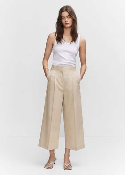 Culotte trousers white Zara. Like new. Selling... - Depop