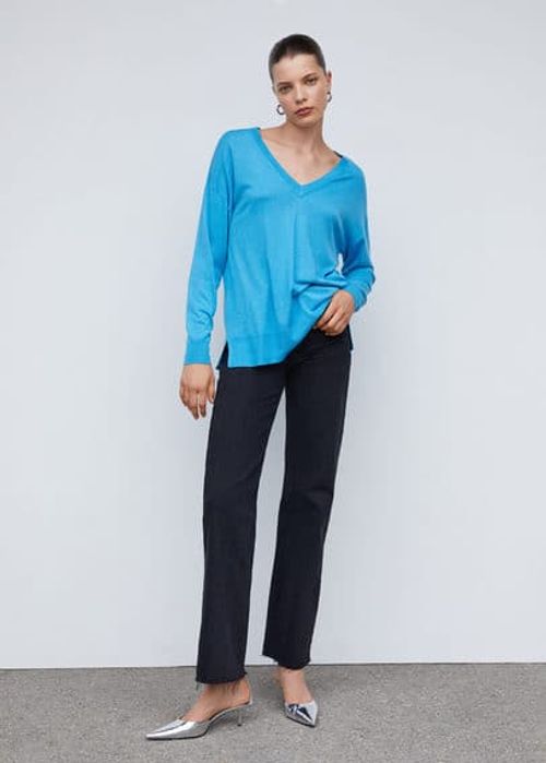 V-neck pullover with slits...