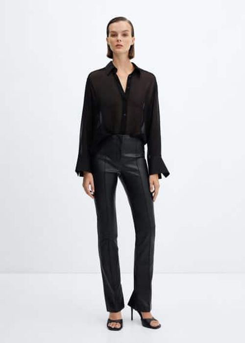 Leather-effect straight trousers - Woman