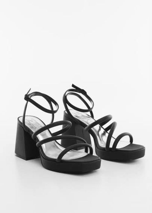 Strappy heeled sandals black...