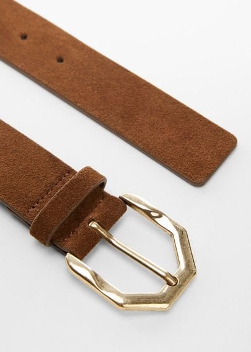 Irregular buckle leather belt...