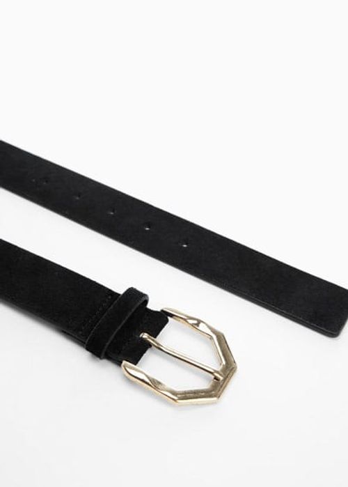 Irregular buckle leather belt...