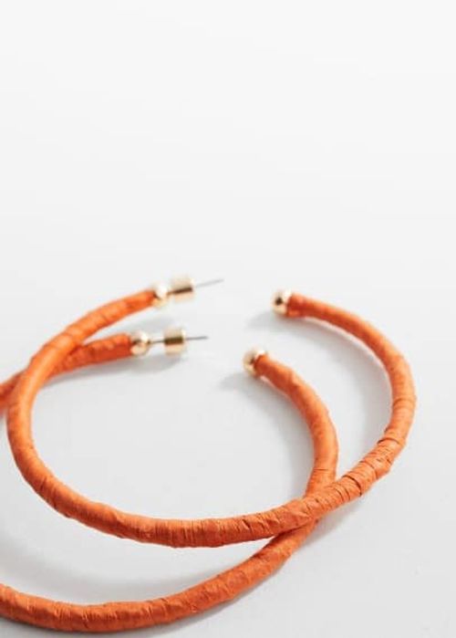 Raffia hoop earrings orange -...