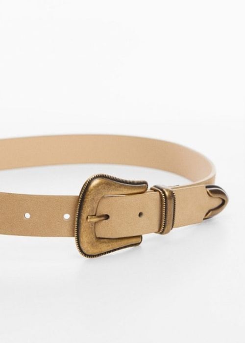 Buckle leather belt sand -...