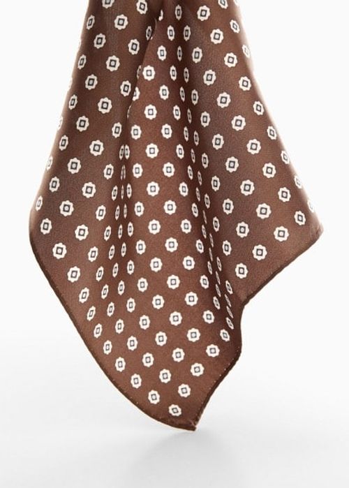 100% silk pocket square brown...