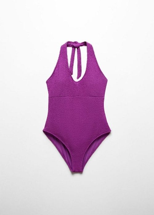 Halter neck swimsuit purple -...