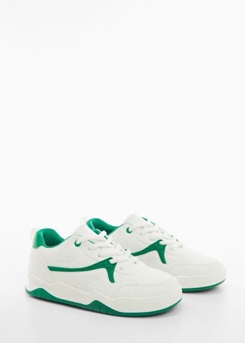 Lace-up mixed sneakers white...