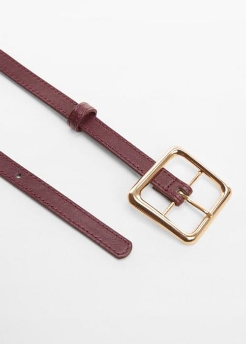 Square buckle belt burgundy -...