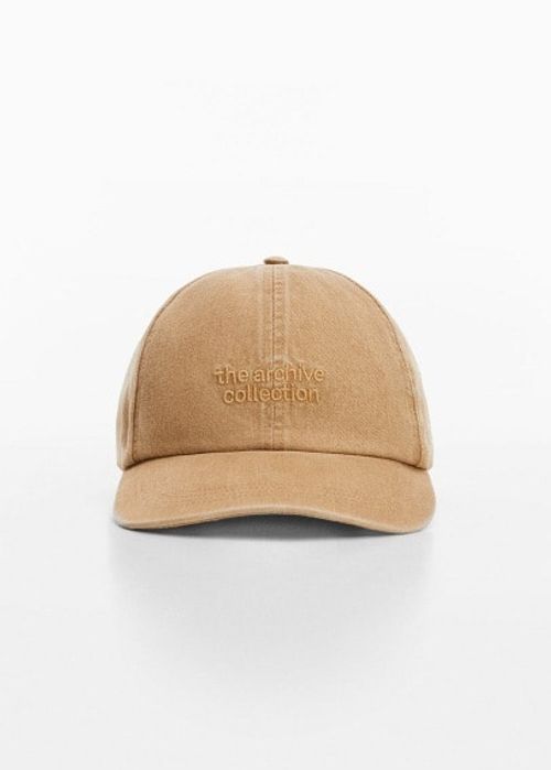 Embroidered message cap beige...