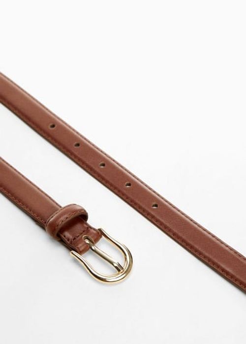 Buckle skinny belt brown -...