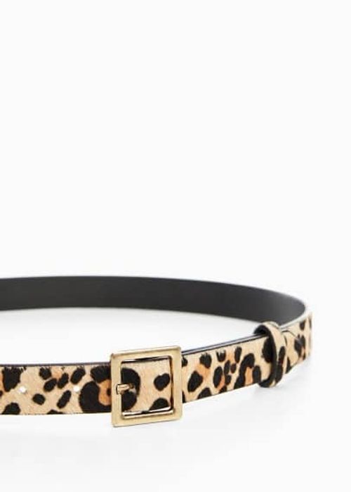 Leopard leather belt brown -...