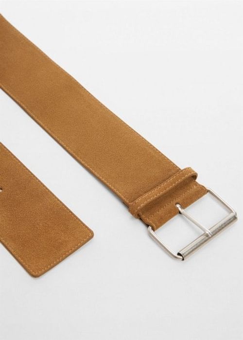 Wide leather belt brown -...