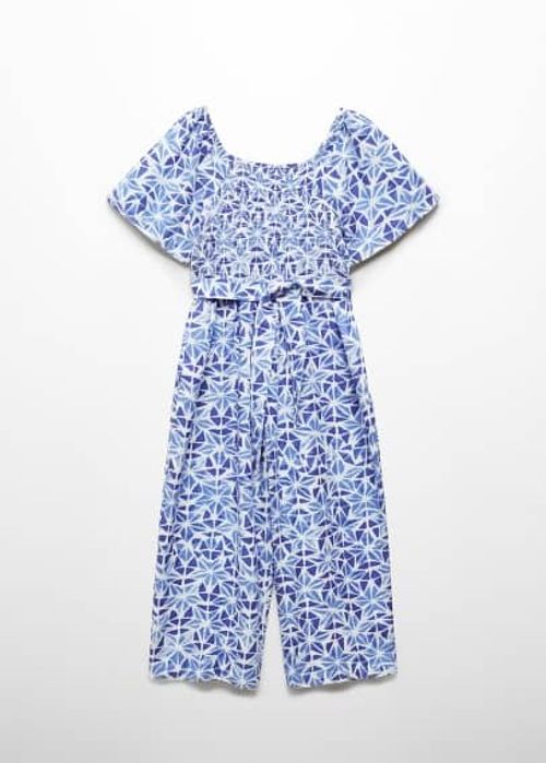 Belt printed jumpsuit blue -...