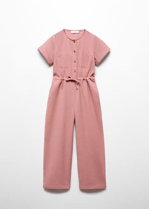 Bow linen jumpsuit pink -...